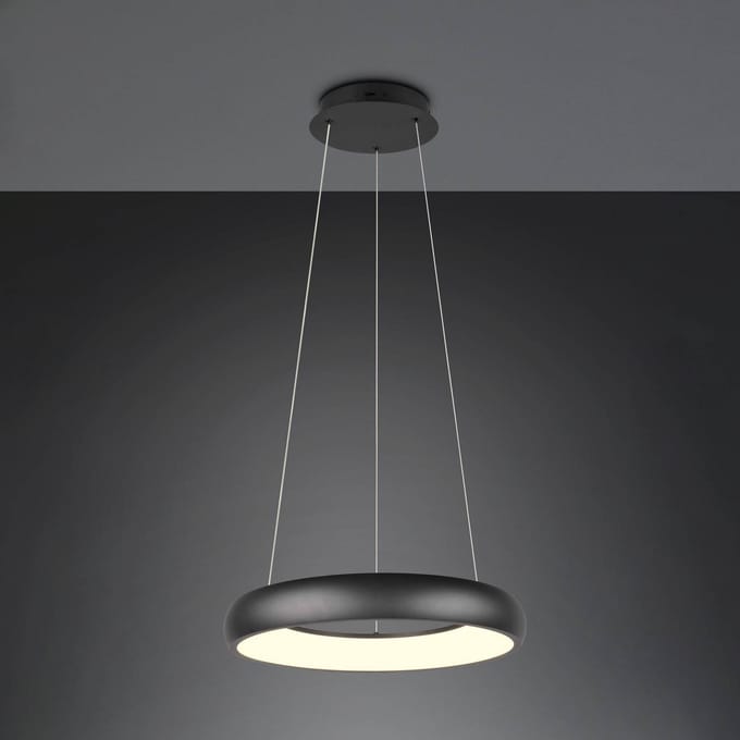 Trio Lighting Cardona hanglamp, Ø 46,5 cm, zwart, CCT, metaal