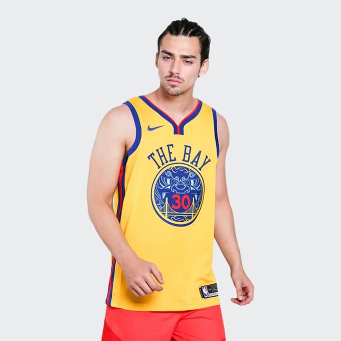 Maillot de Basket Rétro Nike Golden State Warriors City Edition No. 30 Maillots Curry Hommes Jaune 912101-728 XL yellow