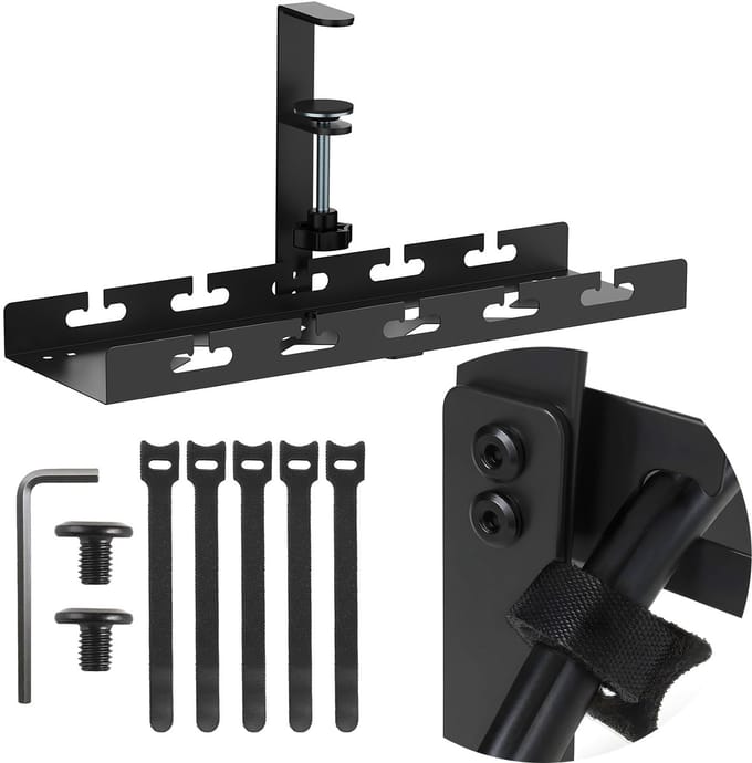 Maclean - Kabelopbergsysteem - Kabelgoot voor onder het bureau, max. belasting 5kg, zwart, MC-105 B
