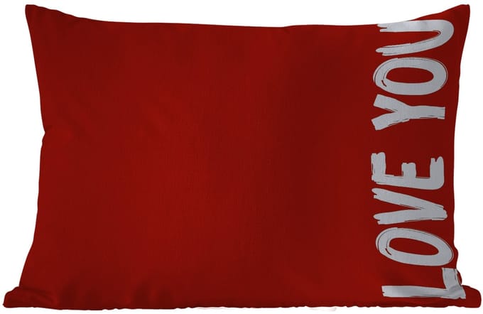 Buitenkussens - Schuin - Loveyou - Rood - 60x40 cm - Weerbestendig