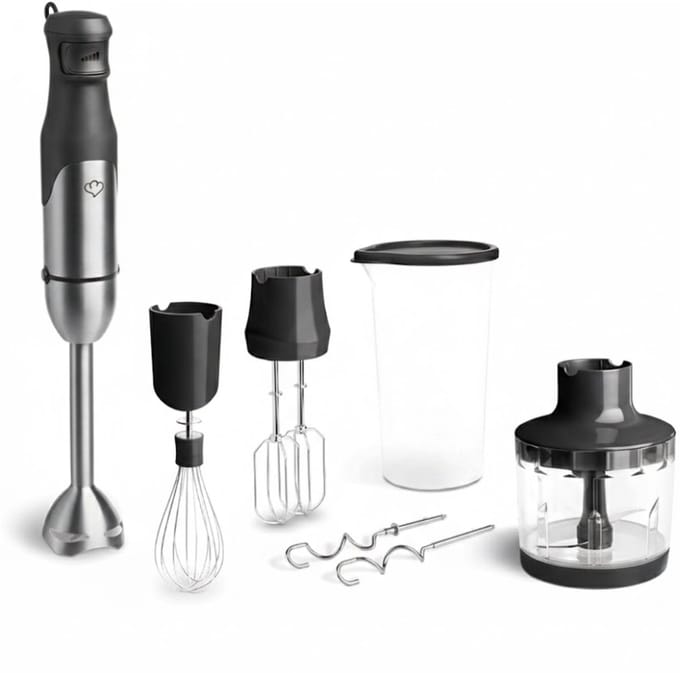 NBAP® Staafmixer Set - Hakmolen - Groentesnijder - Soepmaker - Zilver