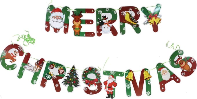 Gerimport Kerst slinger Merry Christmas - groen/rood - 500 cm - papier - kerstversiering
