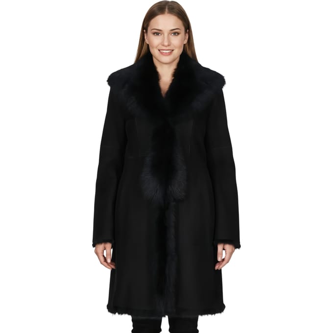 Zwarte Toscaanse schapensuède leren trenchcoat voor dames - Celeste