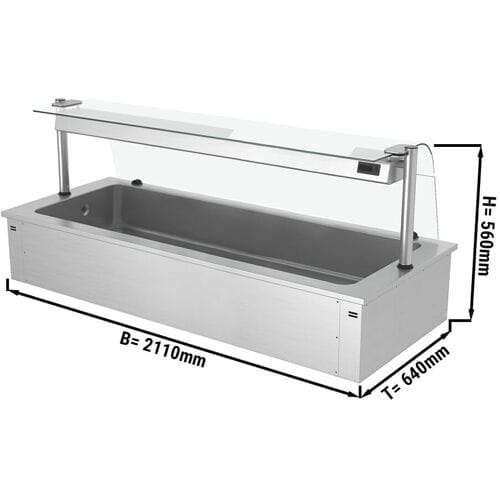 GGM Gastro Einbau Eiswanne - 2100mm - 6x GN 1/1 - 250 Liter - mit Glas-Hustenschutz Zilver