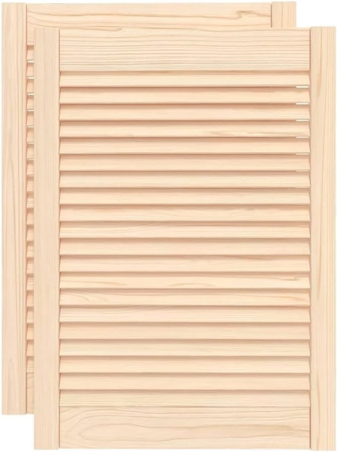 Set van 2 Massief Houten Kastdeuren met Latten voor Ventilatie