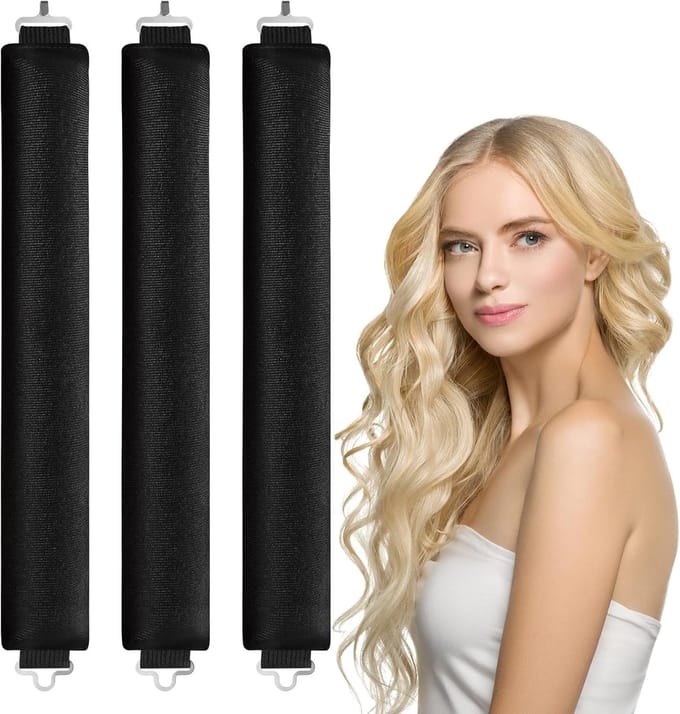 Heatless Curls - Haarrollers -Met haak- Zwart - 3 Stuks