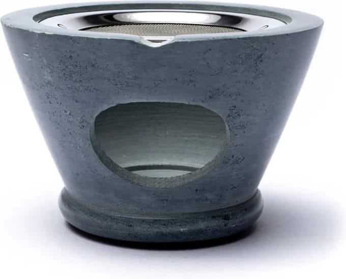 Wierookbrander Maroque Zeepsteen Grijs met Zeef - 7 x 13 cm