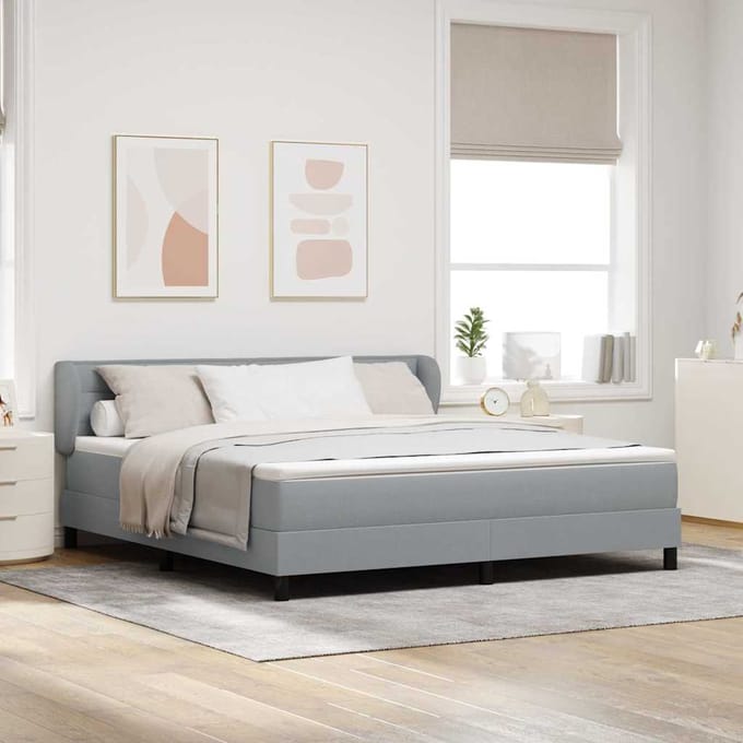 vidaXL - Boxspring - bed - met - hoofdeinde - Lichtgrijs - 180 - x - 200 - cm - Stof