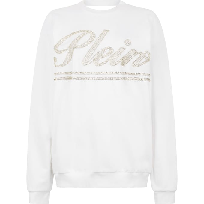 Washed Open Back Sweatshirt Strass Signature