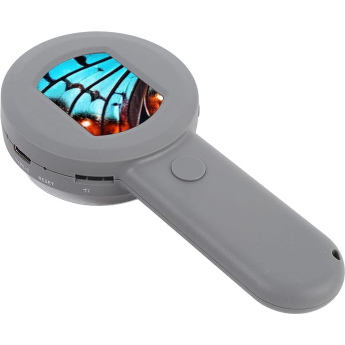 Digitale Microscoop met 2-inch LCD-scherm 100X Verlichte Juweliersloep Handheld Muntenvergrootglas met gray