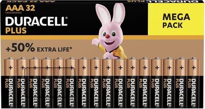 Duracell Plus AAA Alkaline 32 stuks