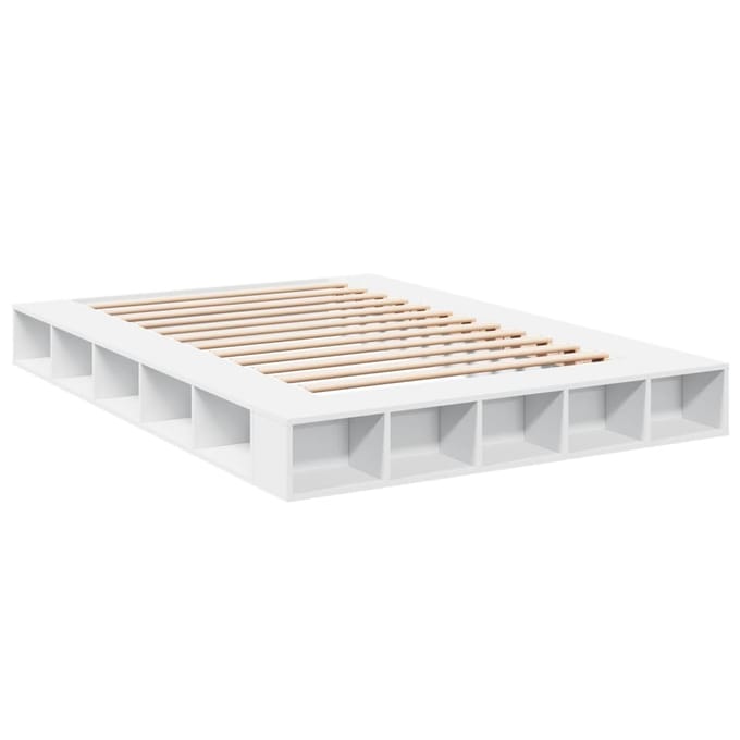 Vidaxl Bedframe, Wit, 140X200 Cm, Materiaal Op Hout Gebaseerd