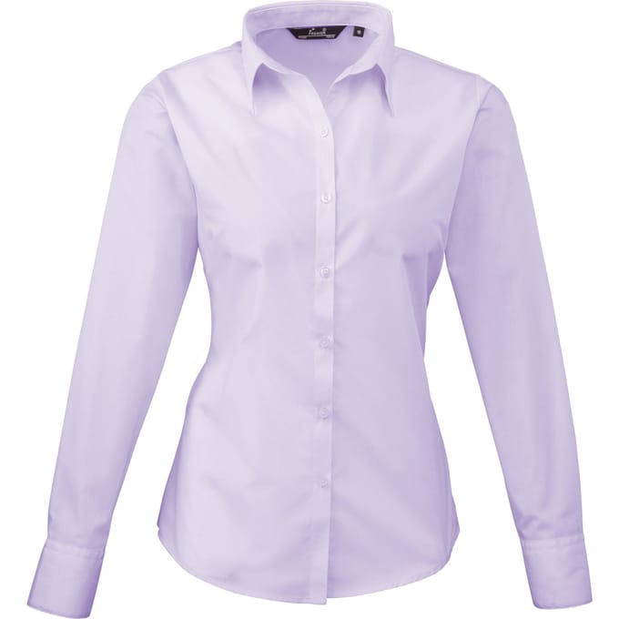 Premier Dames/Dames Popeline Blouse met Lange Mouwen (Lila)