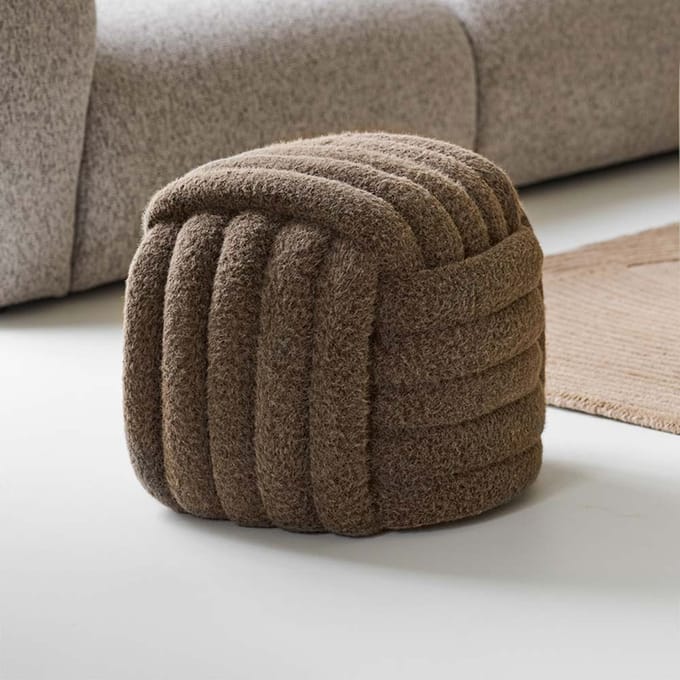 House Collection Geknoopte Poef Ø 48 cm Vidar Bruin
