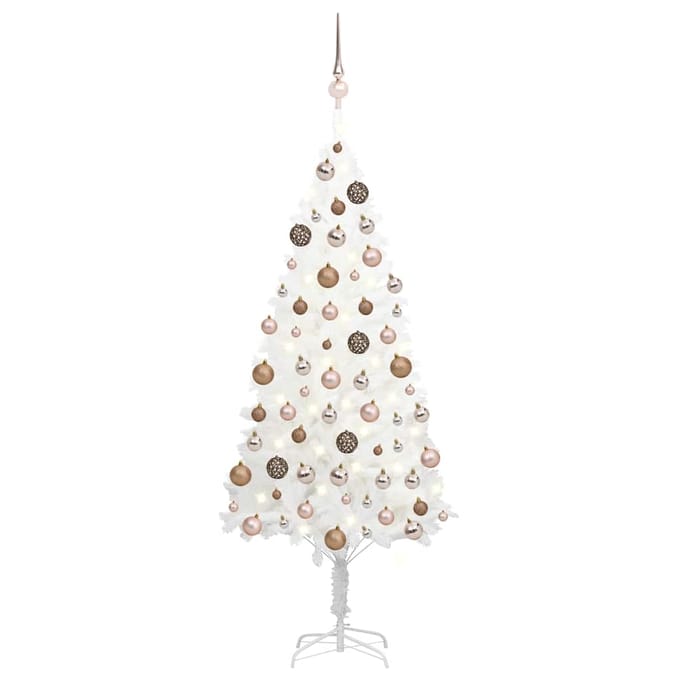 vidaXL - Kunstkerstboom - met - verlichting - en - kerstballen - 120 - cm - wit