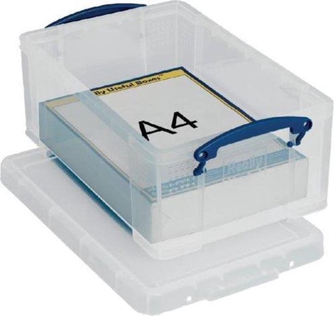 4 x Really Useful Box 9L opbergdoos - Opbergbox met deksel - Transparant
