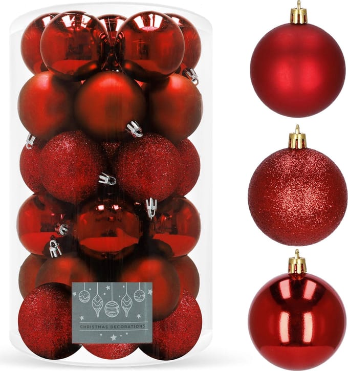 Springos Kerstballen | 30 Stuks | 6 cm | Rood