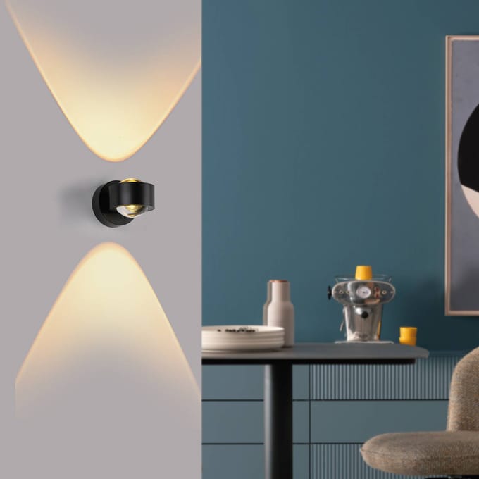 Schöner Wohnen LED wandlamp Chia, zwart, 3.000 K, up/down