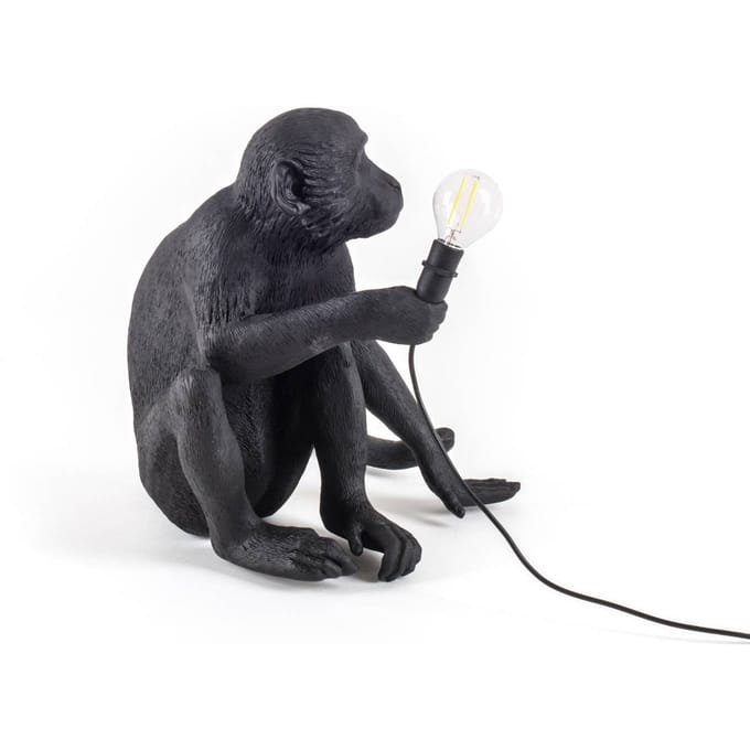 SELETTI LED decoratie-terraslamp Monkey Lamp zittend black