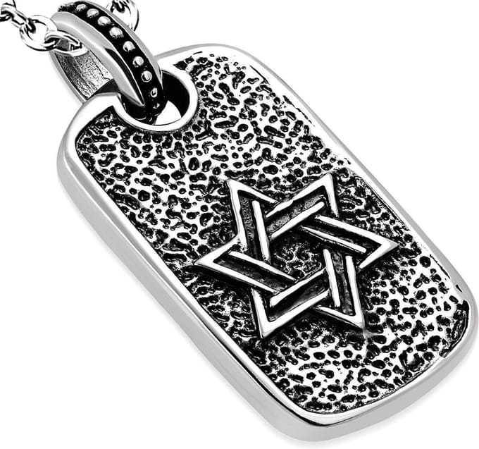 Amanto Ketting Geras - 316L Staal - Davidster - 43x25mm - 60cm