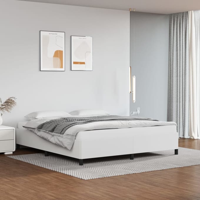 vidaXL - Bedframe - kunstleer - wit - 180x200 - cm