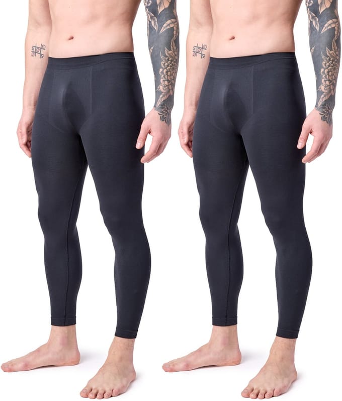 Ladeheid Heren Thermobroek 2 Pack - Sport - Lang - Sporbroek - Polyamide – Zwart/Zwart – S - LA-LA40-260-TMPM-2B