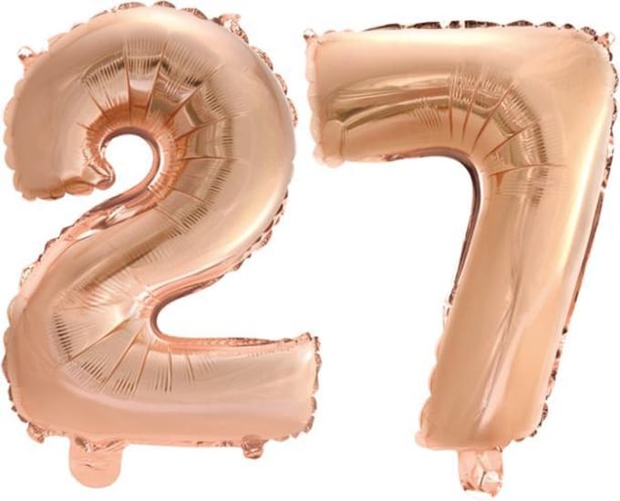 Folieballon nr. 27 Rosé Goud 41cm
