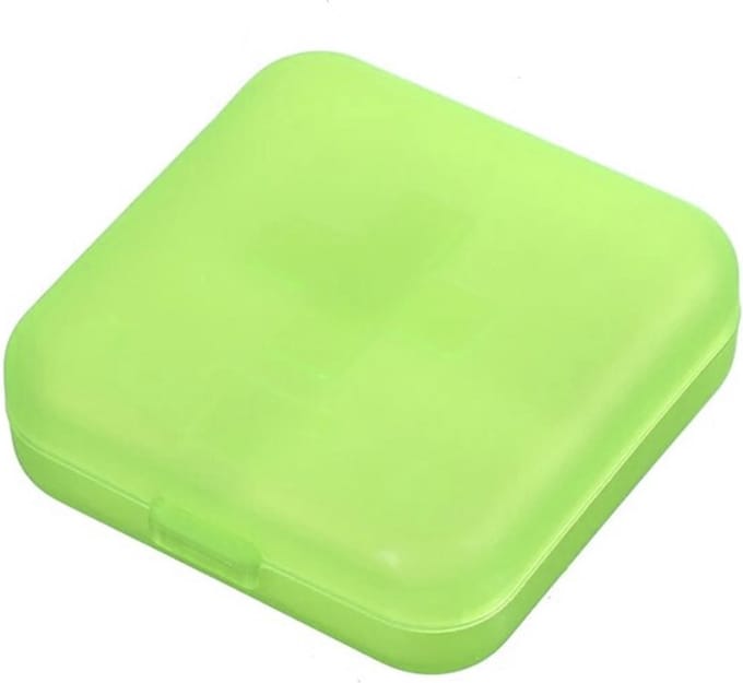 Cabantis Mini Pillendoosje 4 Vakjes - Mini-Pillen Organizer - Mini-Medicijn Doosje - 6x6x2cm - Groen