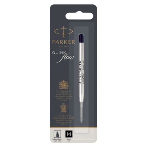 Balpenvulling parker quinkflow medium zwart Blister