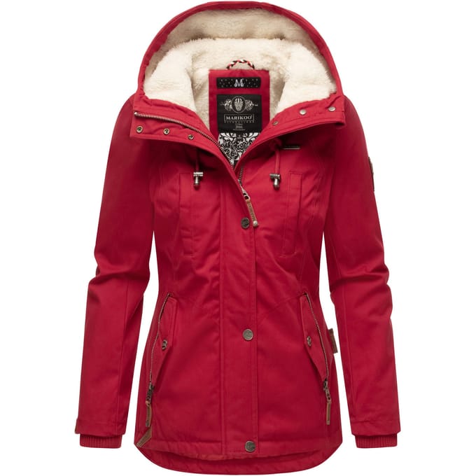 Marikoo dames winterjas met teddyfleece voering & capuchon