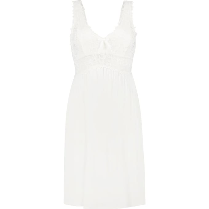 Hunkemöller Maat L  Korte slipdress Negligé Modal lace - wit