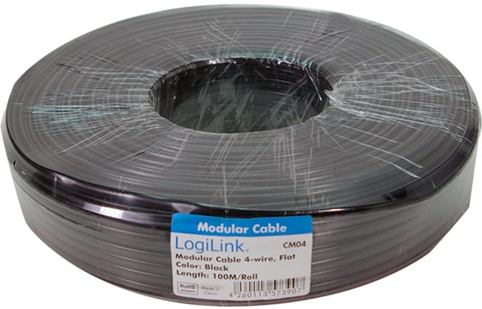 LogiLink CM06W telefoonkabel 100 m Wit