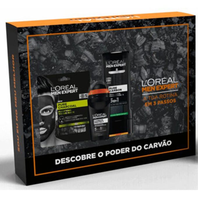 Geurset L’Oréal Paris Carbon Set - Deodorant + Charcoal Tissuemasker + Douchegel