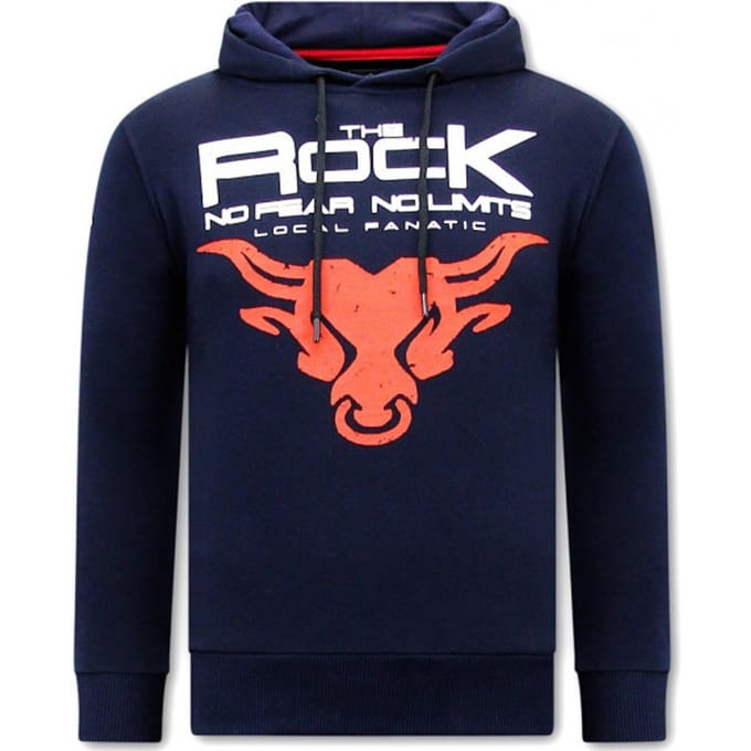 Hoodie Heren Print - The Rock- Blauw / Navy