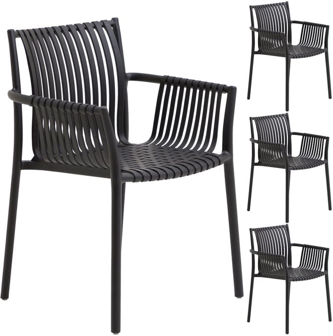 Tuinstoel OLEA, set van 4 stuks, van kunststof - zwart