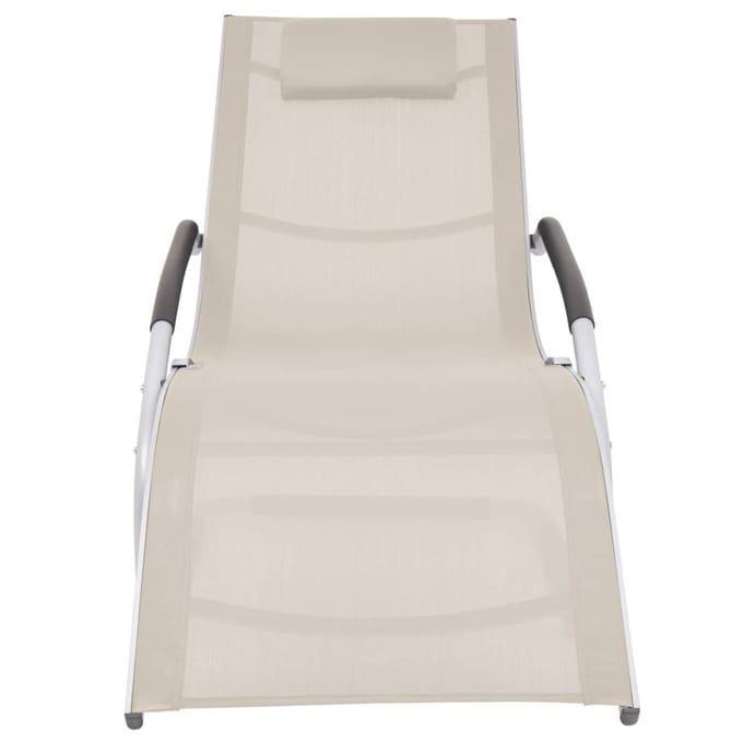 vidaXL - Ligbed - met - kussen - aluminium - en - textileen - crème
