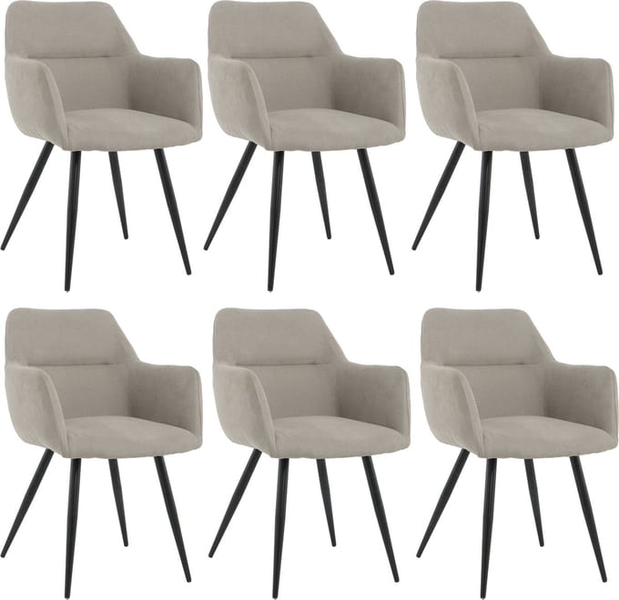 Lina® Nova Eetkamerstoelen - Grijs - Set van 6 - Stof