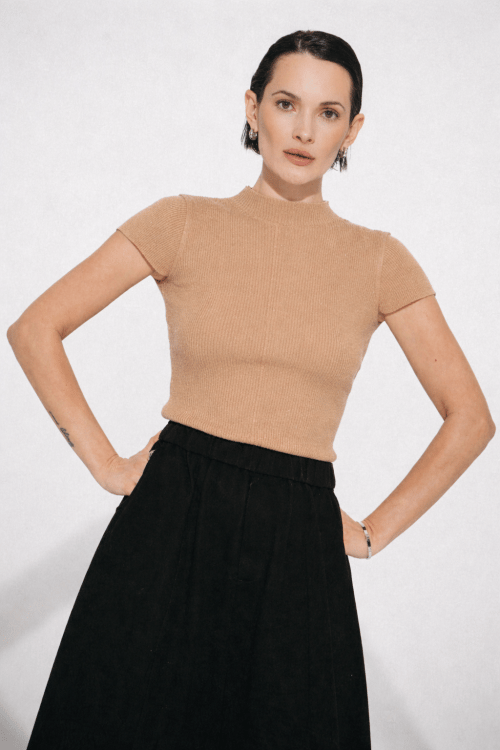 Rina rib knit top | Camel - Camel / M