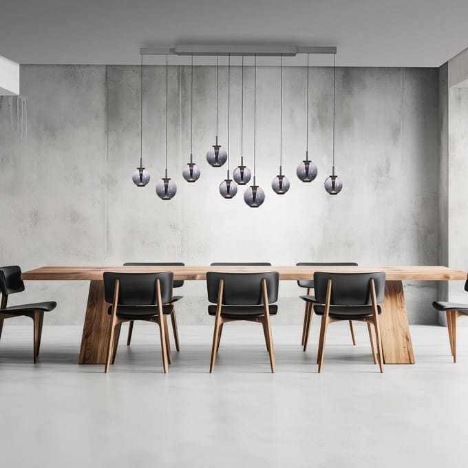 LED hanglamp PURE E-Infinity grijs/rookgrijs 198 cm, 10-lamps