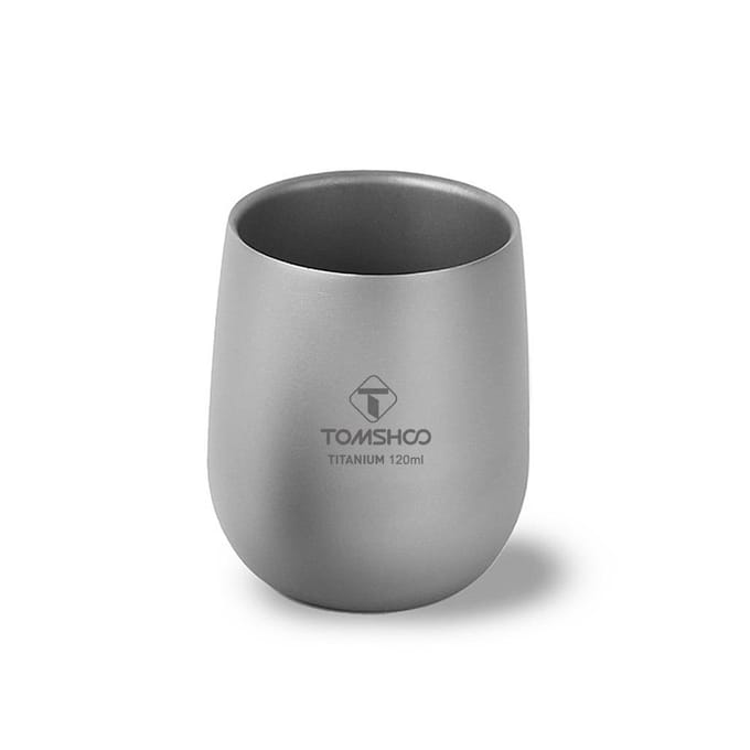 TOMSHOO geïsoleerde dubbelwandige drinkbeker Camping Titanium waterbeker voor kamperen Wandelen 120ml gray