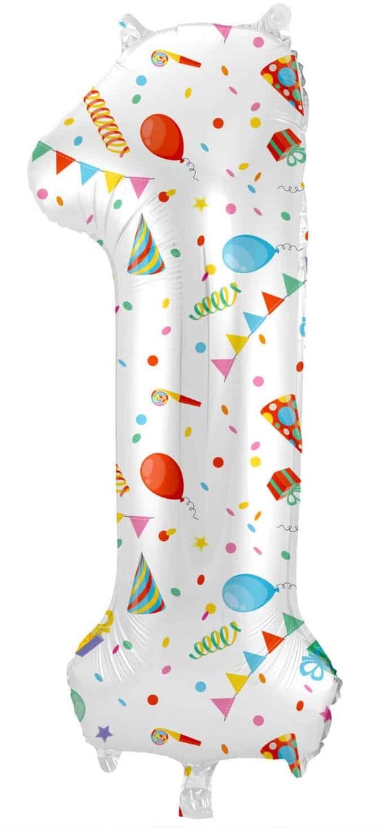 Folieballon Cijfer 1 Joyful Party - 86 cm