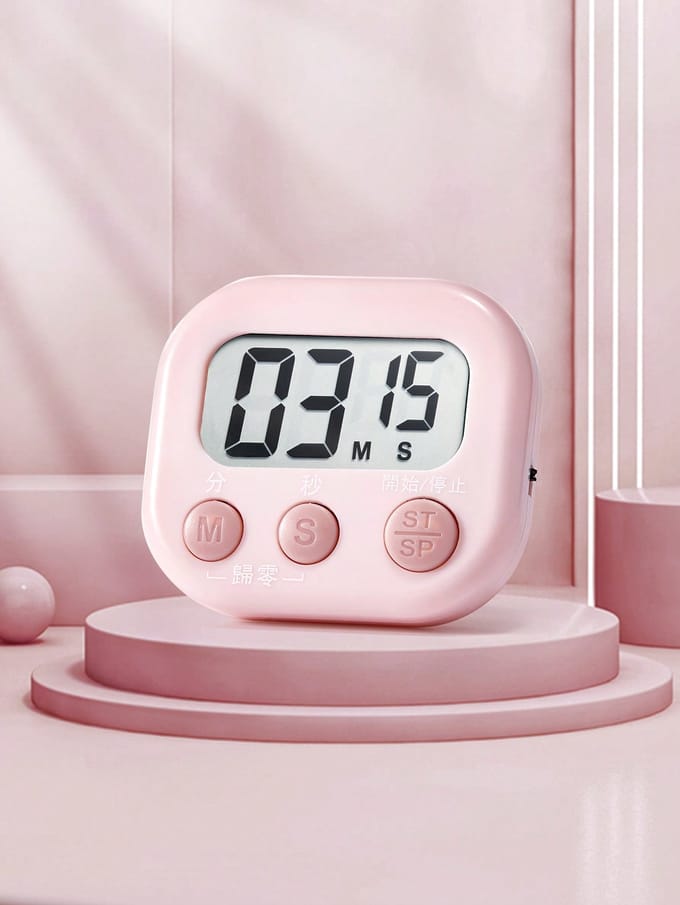 1 stuks Multifunctionele Elektronische Timer, Magnetische Digitale Timers, Groot LCD-Display De Luid/Stil Schakelaar Afteltimer Pink veelkleurig