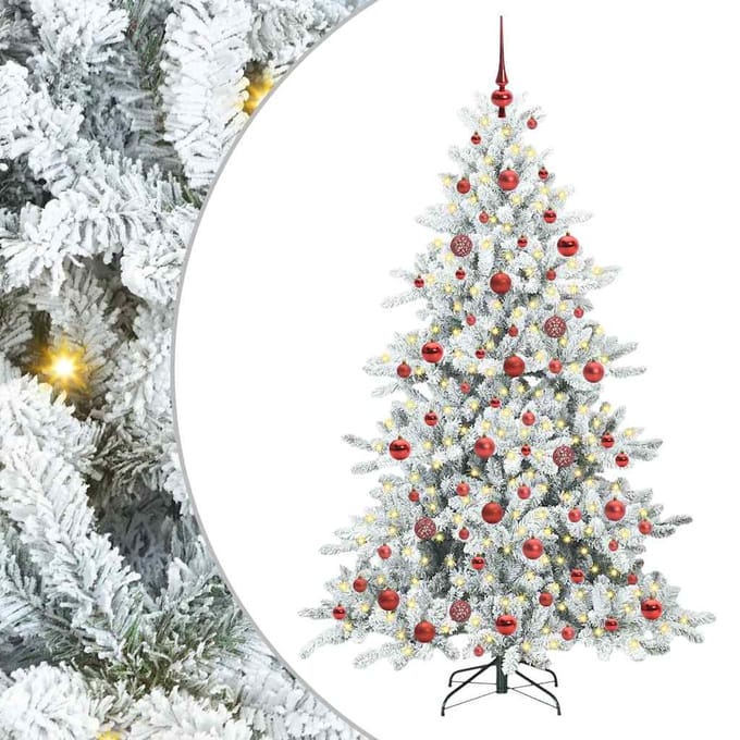 vidaXL - Kunstmatige - Hinged - Kerstboom - Wit - 180 - cm - PVC - en - Staal