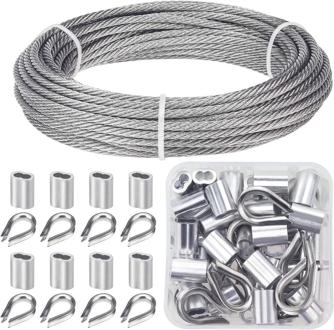 Kabelrailing Kit - Roestvrij Staal Kabel - Balustrade Bouwen - 7x7 Constructie - 101 Meter - Zilver
