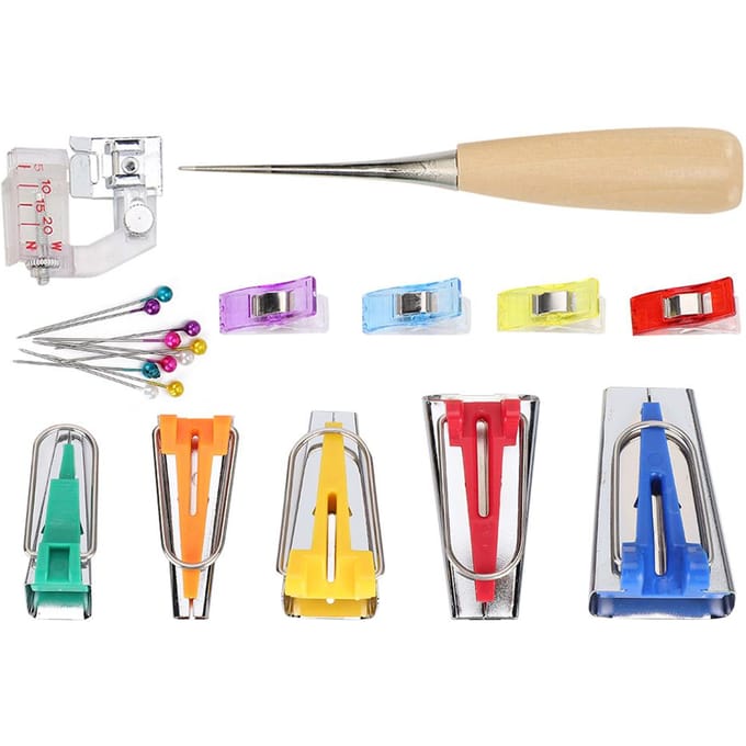 Stof Biasband Maker Naai- en Patchwork Gereedschap Krimpkoker Set DIY Randafwerking Roller Snijder white