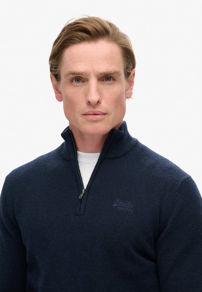 Superdry ESSENTIAL EMB KNIT HALF ZIP Heren Trui - Maat 3XL