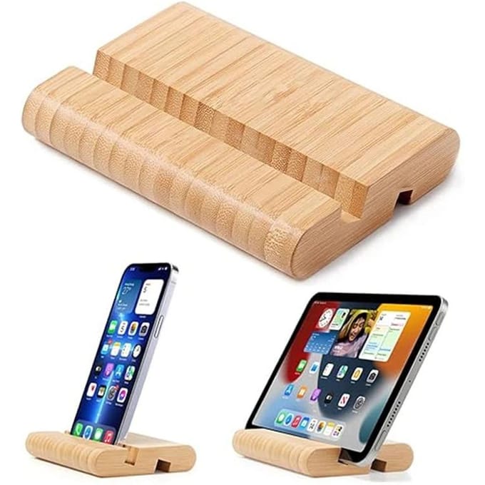 Support de téléphone portable en bois, base en bois, pour tablette, iPhone, iPad, ordinateur portable, Samsung, 1 pièce beige