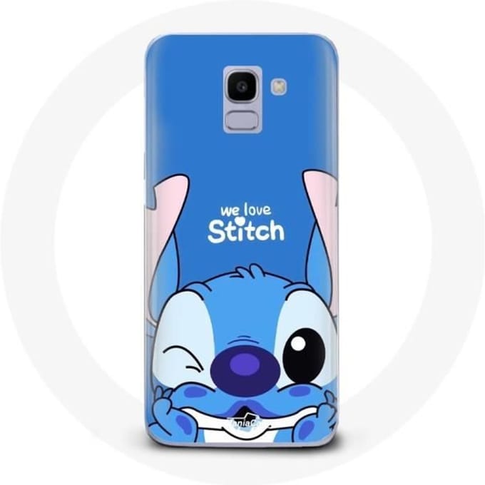 Coque - Samsung - Galaxy A8 2018 - Stitch mignon - Souple - Protection enfant bleu