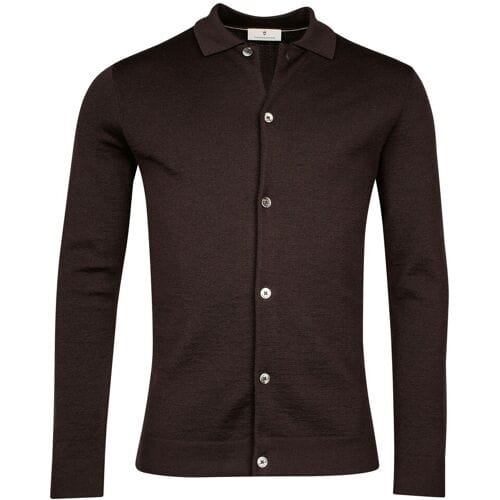 Thomas Maine Vest Button Cardigan Polo Collar Half Milano Knit Bruin / male