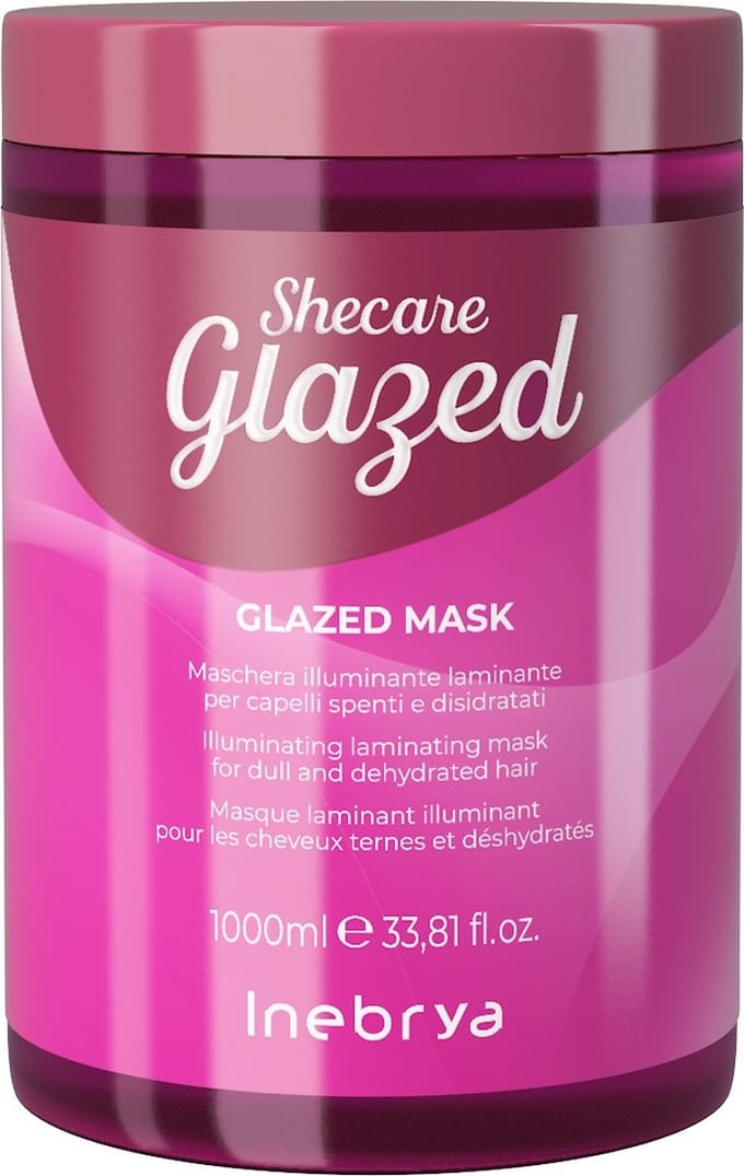 Inebrya, Shecare Glazed, Masque Crème Traitant pour Cheveux, Illuminant, 1000 ml